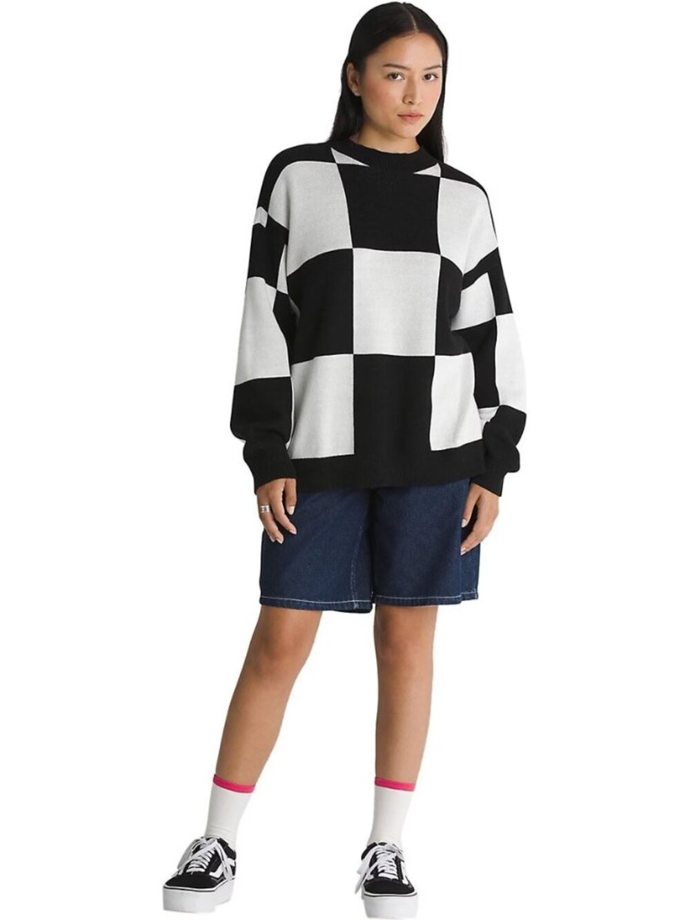 NWT Vans Vortex Black White Checkerboard Sweater Size Small